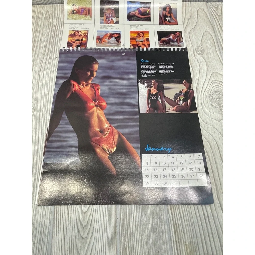 Vintage 1989 Beauty Under The Sun Swimwear Calendar H2O Retro 80s Fashion Models